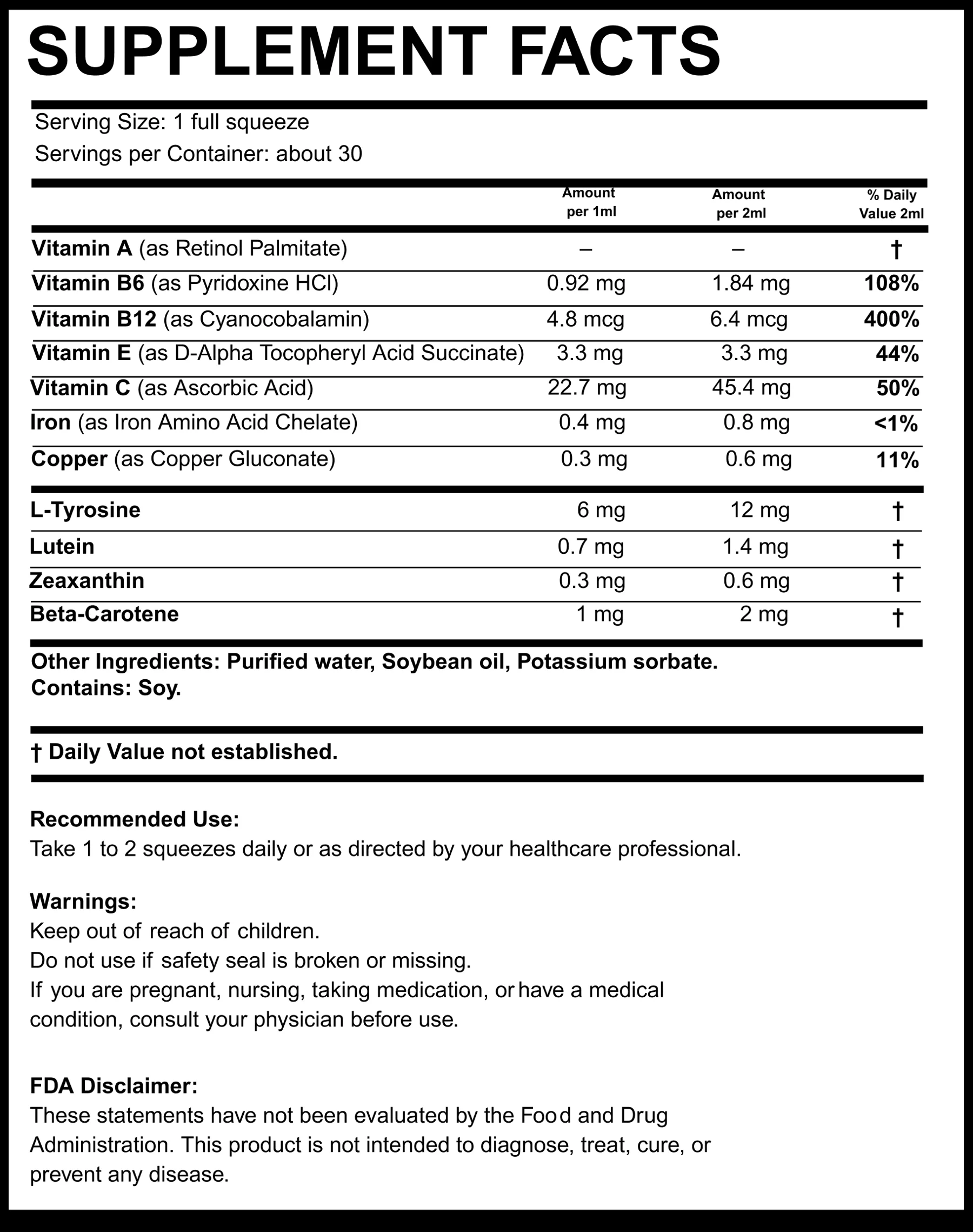 Supplement Facts Label